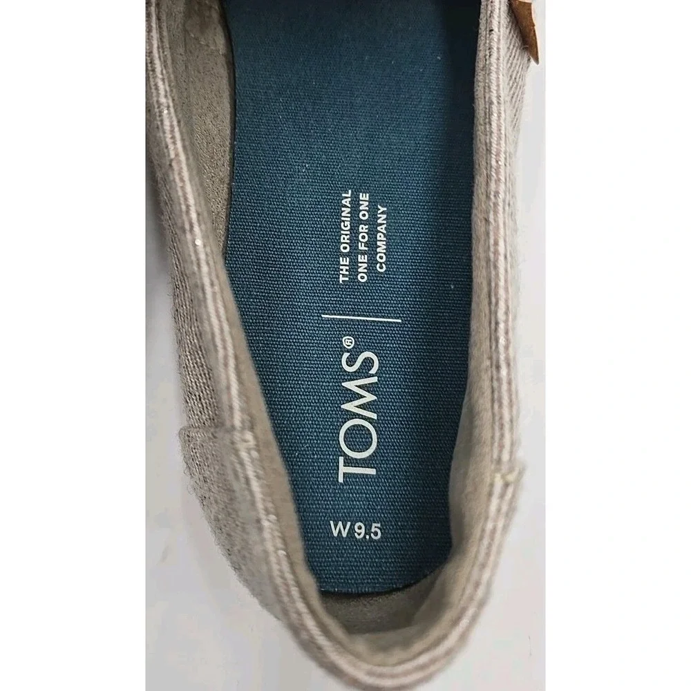 Toms Alpargata Leather Wrap Natural Shimmer‎ Twill Womens 9.5 Beachy